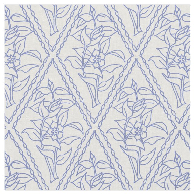 Schickes Singrün-blaues Blumendiamant-Muster Stoff (Nahaufnahme)