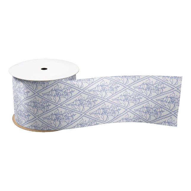 Schickes Singrün-blaues weißes Satinband (Spule)