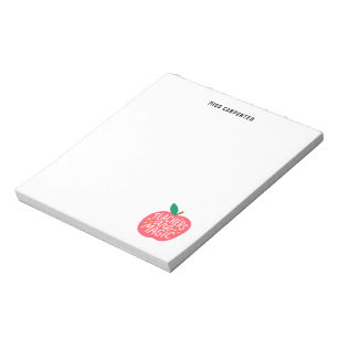Schickes süßes Apple-Spruch personalisierter Lehre Notizblock
