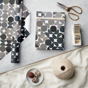 Schickes Taupe-Beige-Grau-Schwarz-Braun-Kreismuste Geschenkpapier