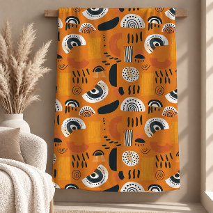 Schickes Terrakotta-Schwarz-Boho-Decken-Geschenk Fleecedecke