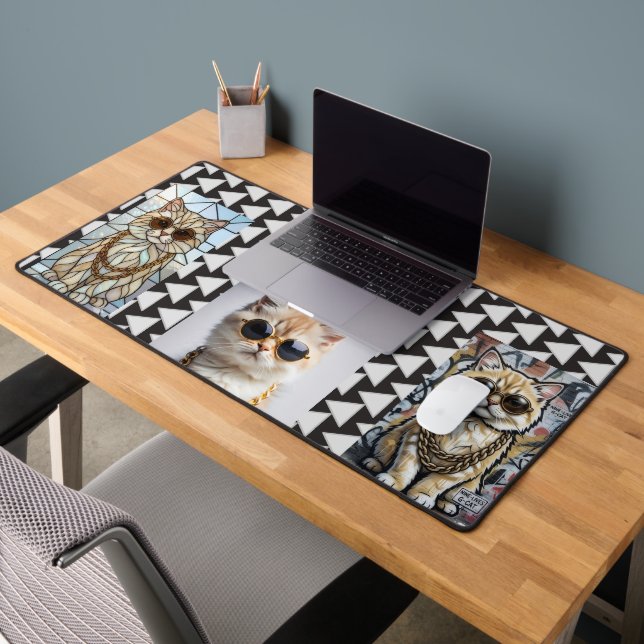 Schickes Tier | Kitty mit Sonnenbrille - Personali Schreibtischunterlage (Büro 2)