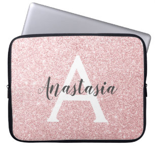Schickes & trendiges Roségold-Glitter-Funkeln-Mono Laptopschutzhülle