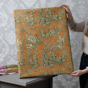 Schickes Vintage Orange-Graues Toile-de-Jouy-Muste Geschenkpapier