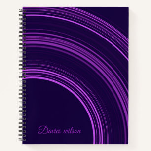 Schickes violettes geometrisches Muster Monogramm  Notizbuch