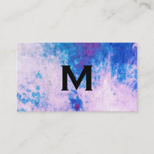 Schickes Wasserfarben Blau Lila mit Monogramm Visitenkarte