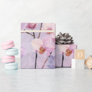 Schickes weiches Lilablass Orchideen Wasserfarbenm Geschenkpapier