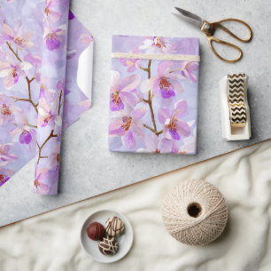 Schickes weiches Lilablass Orchideen Wasserfarbenm Geschenkpapier