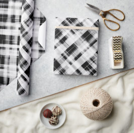Schickes Weiß Schwarz Monochrom Elfenbein Karomust Geschenkpapier