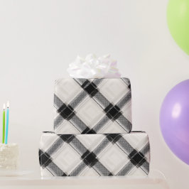 Schickes Weiß Schwarz Monochrom Elfenbein Karomust Geschenkpapier