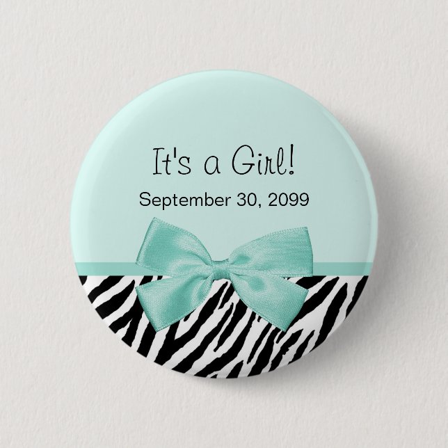 Schickes Zebra-Minzen-Band-Girly Button (Vorderseite)
