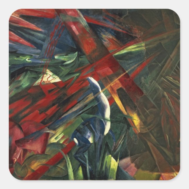 Schicksal der Tiere, 1913 Quadratischer Aufkleber (Vorderseite)