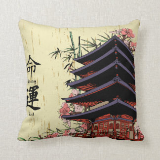 Schicksal Glück Kanji japanische Pagode Kirschblüt Kissen