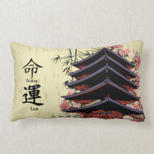 Schicksal Glück Kanji japanische Pagode Kirschblüt Lendenkissen