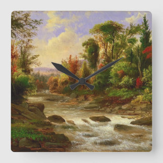Schicksal Herbst-Fall-Waldfluss-Roberts Duncanson Quadratische Wanduhr