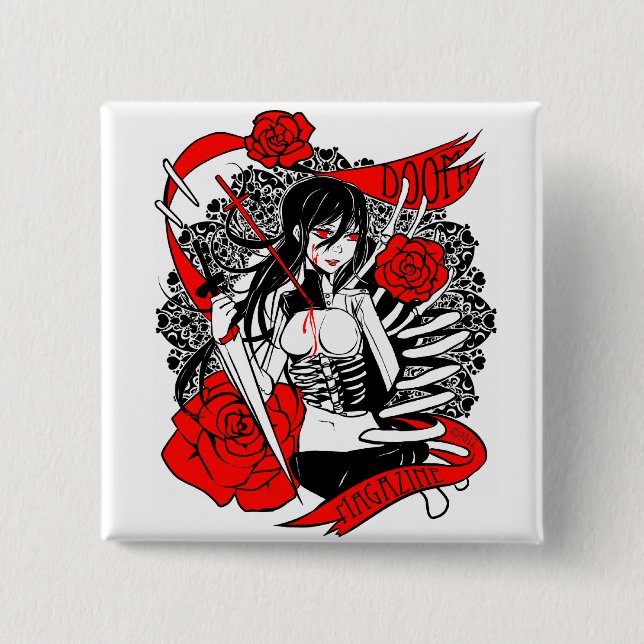 SCHICKSAL! Zeitschriften-"Rosen-" quadratischer Button (Vorderseite)