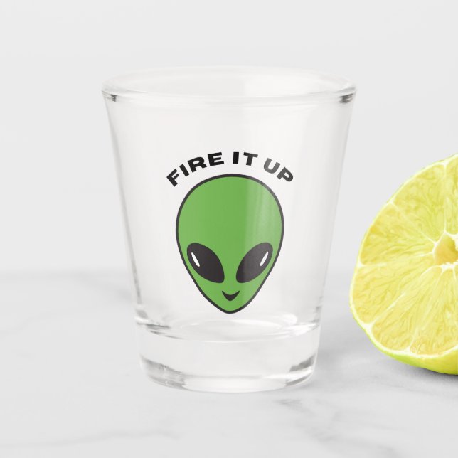 Schiebeglas - Alien haut auf Schnapsglas (Vorderseite)