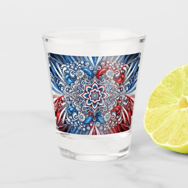 Schiebeglas mit französischen Farben Schnapsglas (Vorderseite)