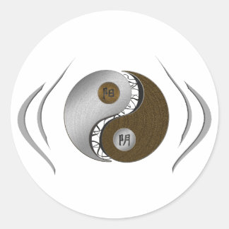 Schieben und Ziehen - Yin Yang Runder Aufkleber