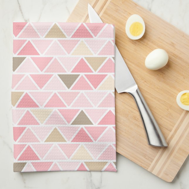 SCHIEBEN VON PINKBROWN, WEISS, DREIECKEN GESCHIRRTUCH