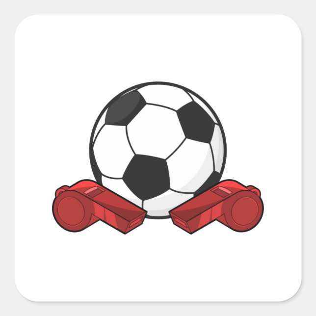 Schiedpfeifen & Fußball Quadratischer Aufkleber (Vorderseite)