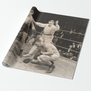 Schiedsrichter zählt über Boxer im Ringboxen, Vint Geschenkpapier