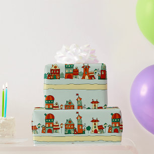 Schiefe Häuser Geschenkpapier