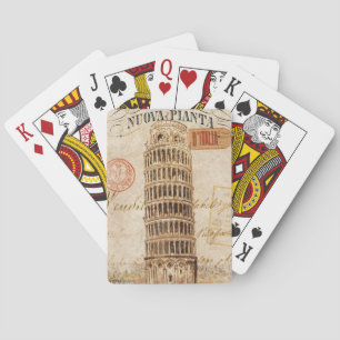 Schiefe Turm von Pisa im Vintage-Stil Spielkarten