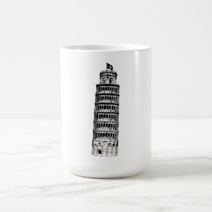 Schiefe Turm von Pisa Linienkunst Illustration Kaffeetasse