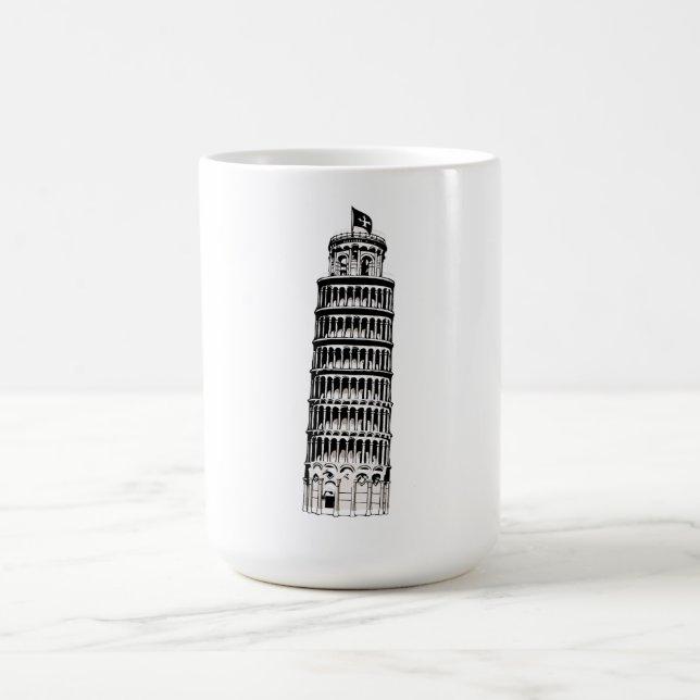 Schiefe Turm von Pisa Linienkunst Illustration Kaffeetasse (Mittel)