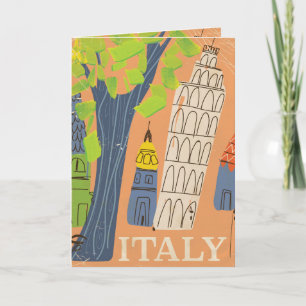 Schiefe Turm von Pisa Vintage-Reiseposter Feiertagskarte