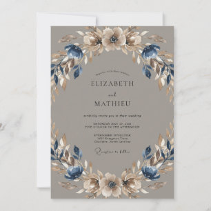 Schiefer-Anemonen-Kranz-Hochzeit Einladung