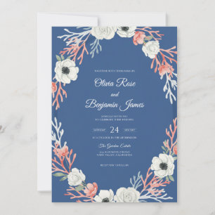 Schiefer Apricot Anemone Hochzeit Einladung