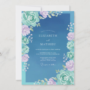 Schiefer-Aqua-gemalte Hochzeit Einladung