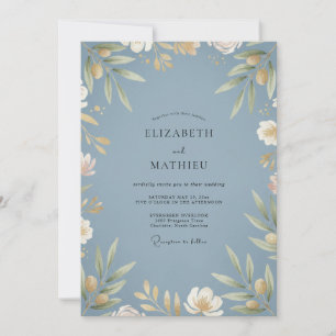 Schiefer Azurblättriger Eukalyptus-Hochzeit Einladung
