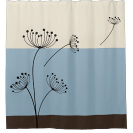 Schiefer-Blau, Elfenbein und Brown-Wildblume Duschvorhang