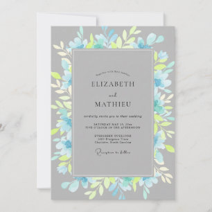 Schiefer Chartreuse Laub Eukalyptus Hochzeit Einladung