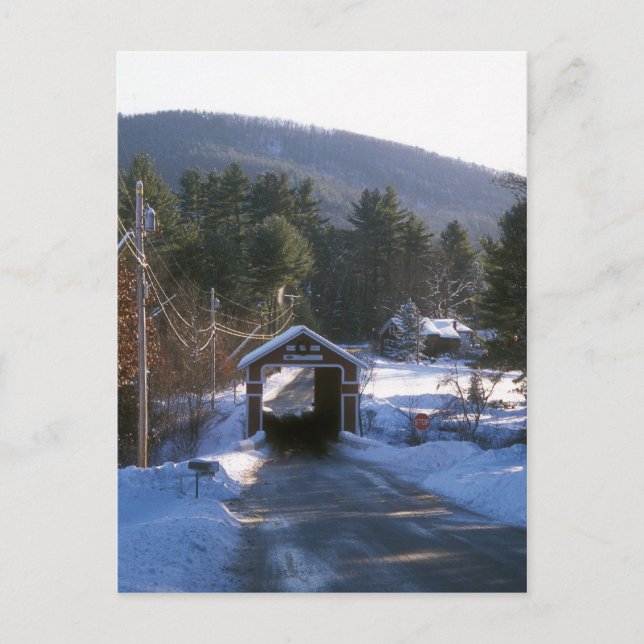 Schiefer Covered Bridge, Swanzey NH Postkarte (Vorderseite)