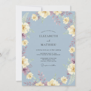 Schiefer Elfenbein Creme Laub Eukalyptus Hochzeit Einladung