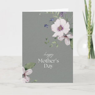 Schiefer Hintergrund, weiße, violette Blumen MomDa Karte