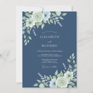 Schiefer Kornblumen Zweig Eukalyptus Hochzeit Einladung