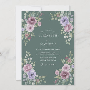 Schiefer-Lavendel-Ranunculus-Eucalyptus-Hochzeit Einladung