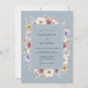 Schiefer-Lila-Mauve-bemalte Hochzeit Einladung