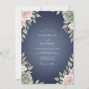 Schiefer-Mauve-Aquarell-Hochzeit Einladung