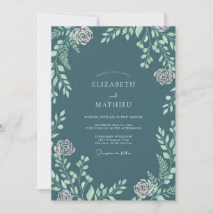 Schiefer-Minz-Blatt-Hochzeit Einladung