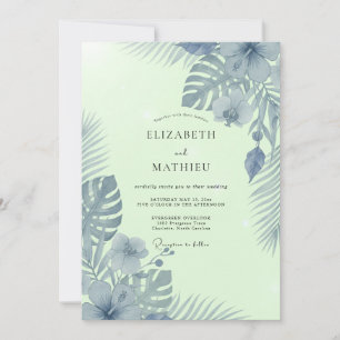 Schiefer-Minz-Palmen-Eukalyptus-Hochzeit Einladung