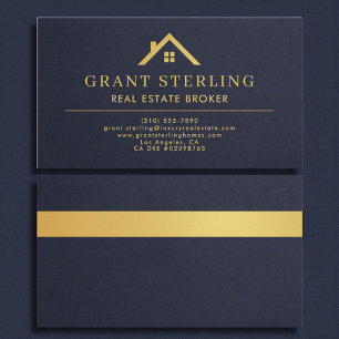 Schiefer-Navy-Blau-Gold-Haus-Immobilienmakler Visitenkarte