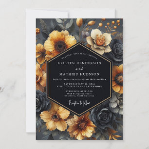 Schiefer-Ocker-Barock-Hochzeit Einladung