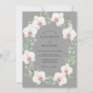 Schiefer-Orchideen-Kranz-Hochzeit Einladung