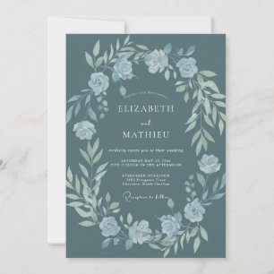 Schiefer-Silber-Kranz-Hochzeit Einladung